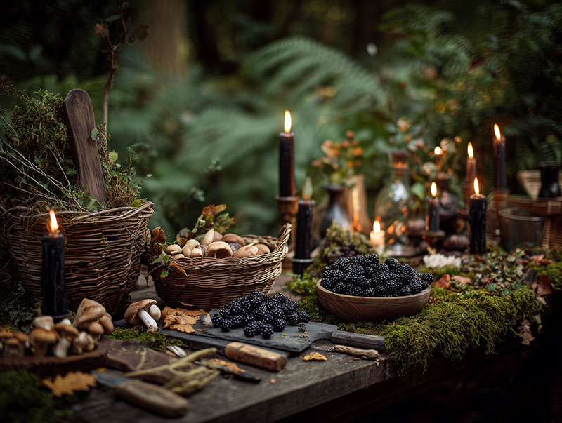 KI-generiertes Flatlay Zutaten-Arrangement